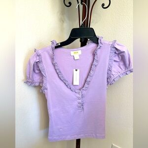 NWT Anthropologie top size small with ruffle neck and sleeves